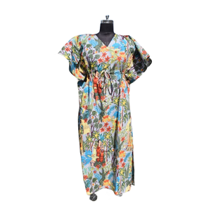 Caftan Robe de nuit en coton à imprimé floral pour femmes - Product Image 1
