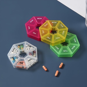 8,3*8,3*1,7 cm 7 rejilla semanal píldora anticonceptiva caja de almacenamiento dividida colorido viaje al aire libre píldora organizador comida joyería píldora monedero - Product Image 1