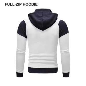 <b>Men</b> Cotton Jogging Suit Black <b>White</b> Color Block Full Zip Hoodie <b>Trousers</b> Tracksuit Set Manufacturer Custom Logo - Product Image 2