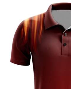 Polo personnalisé pour homme, imprimé feu marron, manches courtes, respirant, polyester et élasthanne, décontracté, sport, golf, OEM personnalisé - Product Image 3