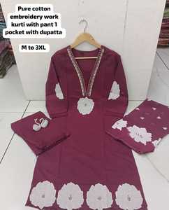 Ensemble de costume Salwaar Kameez en coton tendance pour femmes avec motif brodé, Salwar Kameez indien pakistanais tendance pour mariage et festival - Product Image 3