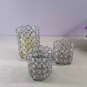 El diseñador más único Aspecto elegante Forma pequeña Color plata Brillante Cristal pulido Portavelas Mesa Centro de mesa y decoración - Product Image 5