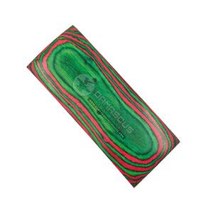 Par de empuñaduras para cuchillo de madera laminada y resina, con diseño de hoja de dólar verde y rojo sandía, en verde vibrante y rosa, para fabricación de cuchillos personalizados - Product Image 1