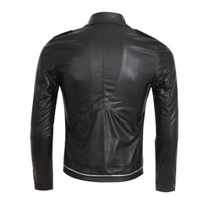 Nueva chaqueta suave PU hombres chaqueta de cuero Multi cremallera negro hombre motociclista abrigo prendas de vestir chaqueta - Product Image 4