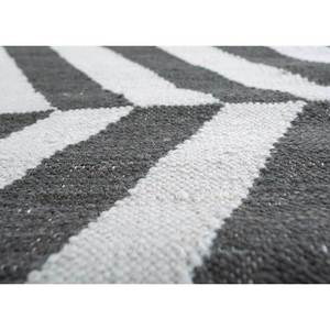 Tapis en laine tissée plate gris et noir Indusbar ADWL-13013, motif chevron abstrait, rectangulaire, en jute, pour couloir et salon - Product Image 3