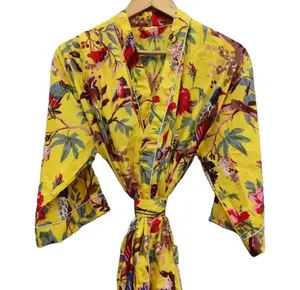 חצאית הדפסה דיגיטלית מותאמת אישית קיץ אופנה מזדמנים ללבוש בגדי נשים 2023 בועת פרחוני צהוב שרוול צווארון שמלה