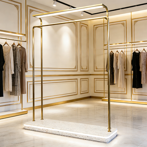 Espositore per Abiti Personalizzabile con LED, Robusto Portabiti da Boutique, Stand Espositivo Dorato per Indumenti - Product Image 4