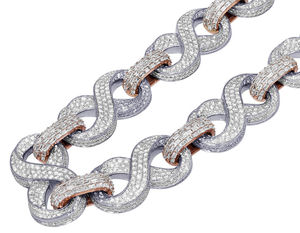 Cadena de diamantes de moissanita de eslabones cubanos de 16mm, Collar de plata de ley 925 de alta calidad en oro rosa blanco - Product Image 5