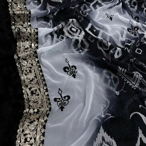 Nouvelle collection de saris à impression numérique en soie Gajji - Product Image 5