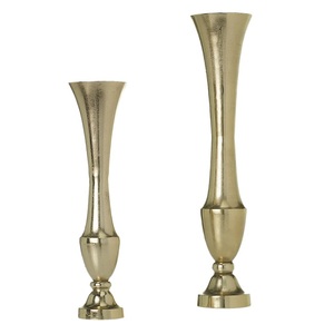 Prix raisonnables Vases à fleurs décoratifs élégants conçus pour les décorations de sol Vase trompette doré de pièce maîtresse de mariage - Product Image 1