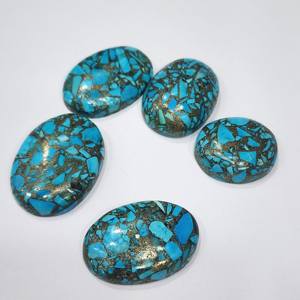 Piedra preciosa suelta de forma ovalada turquesa de cobre Natural de excelente calidad para la fabricación de joyas con tamaño personalizado - Product Image 2