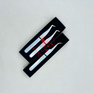 Pince à épiler professionnelle OEM en acier inoxydable de couleur unie bleu ciel mat à 90 degrés et durable pour extensions de cils de précision Meilleures ventes - Product Image 3