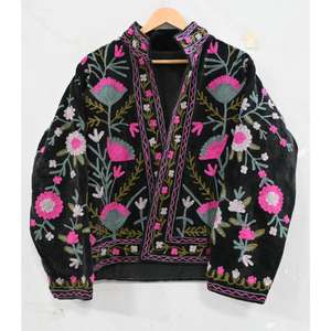 <b>Velvet</b> Boho Winter Jacket for <b>Women</b> Hand Embroidered Designer Ethnic <b>Coat</b>, Stylish & Warm for Seasonal Wear - Product Image 1