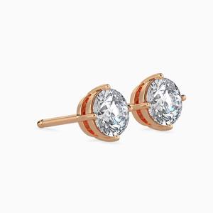 Boucles d'oreilles clous en diamant de laboratoire rond de 4,00 CTW, certifiées IGI, or massif 14 carats, solitaire classique, fermoir à vis pour femmes - Product Image 2