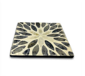 Square Mother Of Pearl Coasters With Storage Box Handcrafted Shell Inlay Modern <b>Table</b> <b>Protection</b> OEM ODM Vietnamese Artisans - Product Image 6