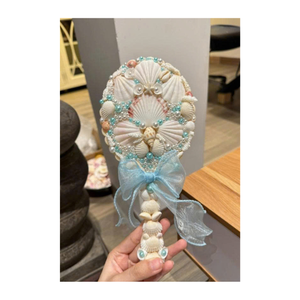 Espejo de concha real para uso en bolsos, perfecto para belleza en movimiento, retoques cosméticos y colecciones de regalos temáticos tropicales - Product Image 5