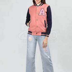 Best Price Women's Letterman <b>Jacket</b> Customized Logo Winter Satin Cotton Knitted Private Label - Product Image 4