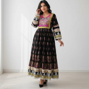 Luxury Ladies Elegant Lace Embroidered <b>Long</b> Sleeve <b>Dress</b> Vintage Afghani Modest Fashion Party Wear Natural Waist Latest Afghan - Product Image 4