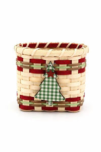 Cesta de Almacenamiento Navideña Ecológica de Bambú Verde y Rojo Natural Hecha a Mano por Sisu Handicraft - Product Image 2