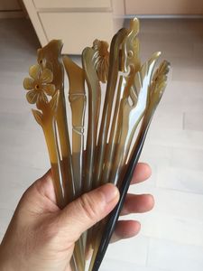 OUTIL EN CORNE DE BUFFALO POLI À LA MAIN ACCESSOIRES DE CHEVEUX Fourchette À Cheveux Bâton Barrettes Clips pour Bijoux Matiss Coiffure - Product Image 6