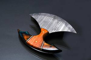 Couteau de cuisine professionnel ambidextre en acier de Damas et acier au carbone, forgé sur mesure, avec support en bois, idéal pour trancher, fabrication artisanale OEM - Product Image 4