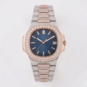 Reloj de Lujo para Hombre, Dos Tonos en Oro, con Moissanita, Totalmente Incrustado, Geométrico, para Regalo - Product Image 3