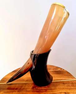 Corne à boire nordique avec support et étui en cuir Corne à boire de qualité supérieure Corne à boire authentique pour la fête de la bière Mead - Product Image 5