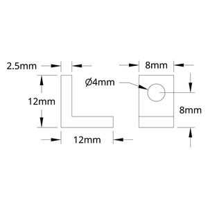 Poutre en L série 3103 (1 trou, longueur 8mm) - Product Image 2