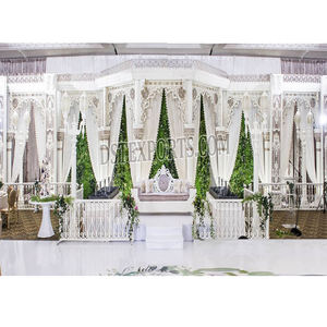 Tendance Mughal Thème Blanc Décoration De Scène Configuration Attrayant Fusion Style Grand Mariage Scène Rajwada Style Mariage Scène Royaume-Uni - Product Image 1