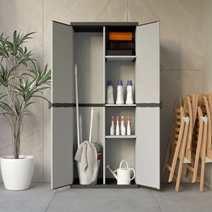 Supports de rangement muraux modulaires à quatre niveaux en plastique gris italien de haute qualité Durable Multifonctionnel Intérieur Extérieur - Product Image 1