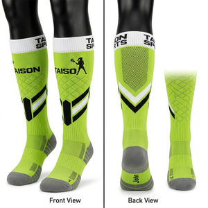 Premium Breathable Cotton Polyester Blend Women Lacrosse <b>Socks</b> Green <b>Black</b> Jacquard Knit Panels Custom Logo Comfort Fit men <b>Sock</b> - Product Image 2