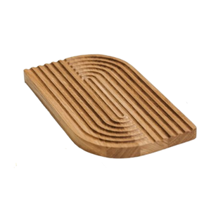 Plateaux de service en bois de style nordique de qualité supérieure au design côtelé Plateau de service décoratif en bois pour la table d'ustensiles de cuisine - Product Image 1