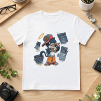 Camiseta Unisex de Jersey 100% Algodón, 210 g/m², Estilo Casual, Estampado Personalizado, Corte Holgado (Talla 2XL), Diseño con Personajes