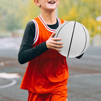 Ballon de basketball silencieux pour enfants et jeunes 2026, taille 6/7, en cuir PU, avec logo personnalisé, couleur blanche, pour entraînement et jeu en salle