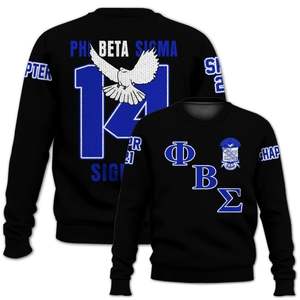 Winter Phi Beta Sigma 1914 Greek Acrylic Knit Breathable Blue <b>White</b> Chenille Sigma Beta Fraternity Letters Front <b>Sweater</b> Apparel - Product Image 2