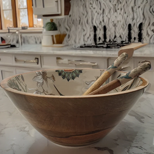 Nouveauté : Bol à salade en bois d'acacia naturel poli, écologique, style bohème, ustensiles de cuisine de haute qualité, vente en gros - Product Image 4