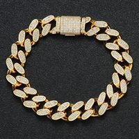 Pulsera Cubana de 12mm, Cadena Cubana, Latón con Micro Pavé de Circonitas, Estilo Iced Out, Pulsera Hip Hop, Joyería para Hombre, Venta al por Mayor