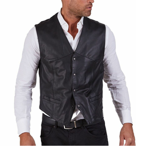 Gilet en cuir PU de haute qualité pour hommes, vêtements d'hiver respirants avec fermeture éclair, style décontracté, motif solide avec logo à l'avant, au prix de gros - Product Image 4