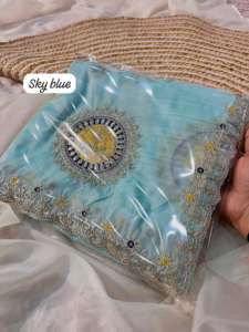 Tenue tendance, sari en cristal doux de haute qualité, broderie lourde en gota, bordure de créateur, vêtements pour femmes adultes, Inde - Product Image 2