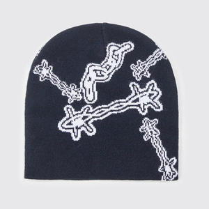 Bonnet Jacquard OEM avec Broderie 3D Personnalisée – Bonnets Tricotés d'Hiver Chauds et Confortables pour Promotion de Marque (Motif Nœud à Pois) - Product Image 1
