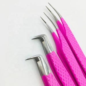 แหนบปลายขนตาพร้อมเครื่องหมายเลเซอร์แหนบเคลือบสีชมพูแหนบขนตาแหนบสแตนเลส - Product Image 3