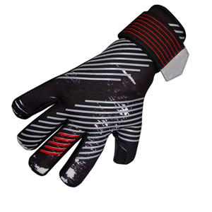 ถุงมือผู้รักษาประตูหนังแท้สีดำแดงแบบเต็มนิ้ว กันน้ำ สายรัดข้อมือปรับได้ สำหรับการแข่งขันฟุตบอล - Product Image 3
