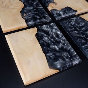 Ensemble de sous-verres en résine de qualité RÉSISTANT avec effet océan Dessous de verre décoratifs carrés et ronds en résine époxy par Craftsy Home - Product Image 3