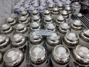 Celestial <b>Wings</b> Cremation Urn for Human Ashes Adult Memorial Blue Urn <b>Angel</b> <b>Wings</b> Handcrafted Brass Urn <b>Large</b> 10" - Product Image 6