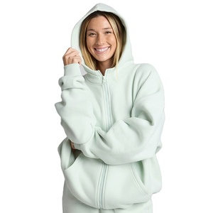 Surdimensionné Heavyweight Zipper Hoodie Jogger Femmes Hiver Respirant 400g Tissu 100% Coton Polaire Solide Motif - Product Image 6