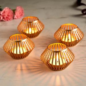 Handmade Glossy Gold Plating 2-Piece Solid Aluminum Candle Holder Stand <b>Set</b> Customized <b>Lantern</b> Home Decoration Metal Material - Product Image 6