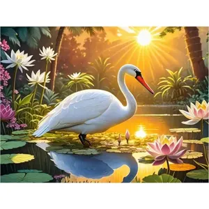 Mute Swan Sun Flowers Lily Pond Cocina Baño Arte de la pared Backsplash Mural Azulejo - Product Image 1