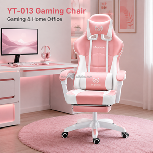 เก้าอี้เกมมิ่งปรับระดับได้สีชมพูพร้อมที่วางเท้า เก้าอี้คอมพิวเตอร์สำหรับเกมเมอร์ในห้องนอน - Product Image 6