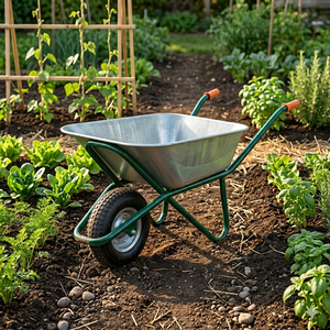 Best Sell Galvanized Heavy Duty Durable <b>Wheelbarrow</b> Green Frame Steel Tray 0.7mm 100L 200kg Pneumatic Tire for Garden - Product Image 5