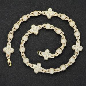 Người đàn ông của hip hop Iced ra bong bóng Bead Clover Vòng Cổ Hợp thời trang dạo phố Cubic Zirconia Mặt dây chuyền trên liên kết chuỗi thời trang đồ trang sức - Product Image 2